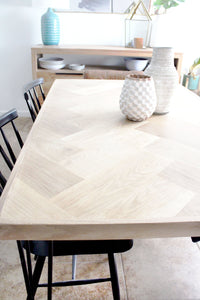 White Oak Herringbone Dining Table