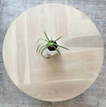Load image into Gallery viewer, Round White Oak Wood Pedestal Dining Table - (Herringbone Top)
